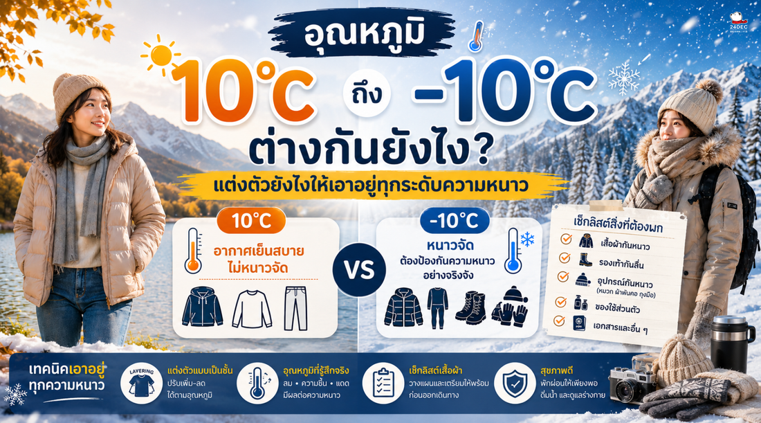 อุณหภูมิ 10°C ถึง -10°C ต่างกันยังไง? แต่งตัวยังไงให้เอาอยู่ทุกระดับความหนาว