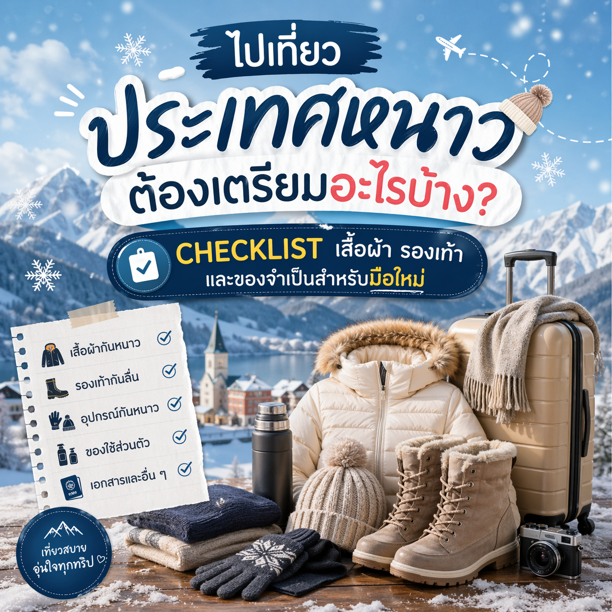 ไปเที่ยวประเทศหนาว ต้องเตรียมอะไรบ้าง? Checklist เสื้อผ้า รองเท้า และของจำเป็นสำหรับมือใหม่