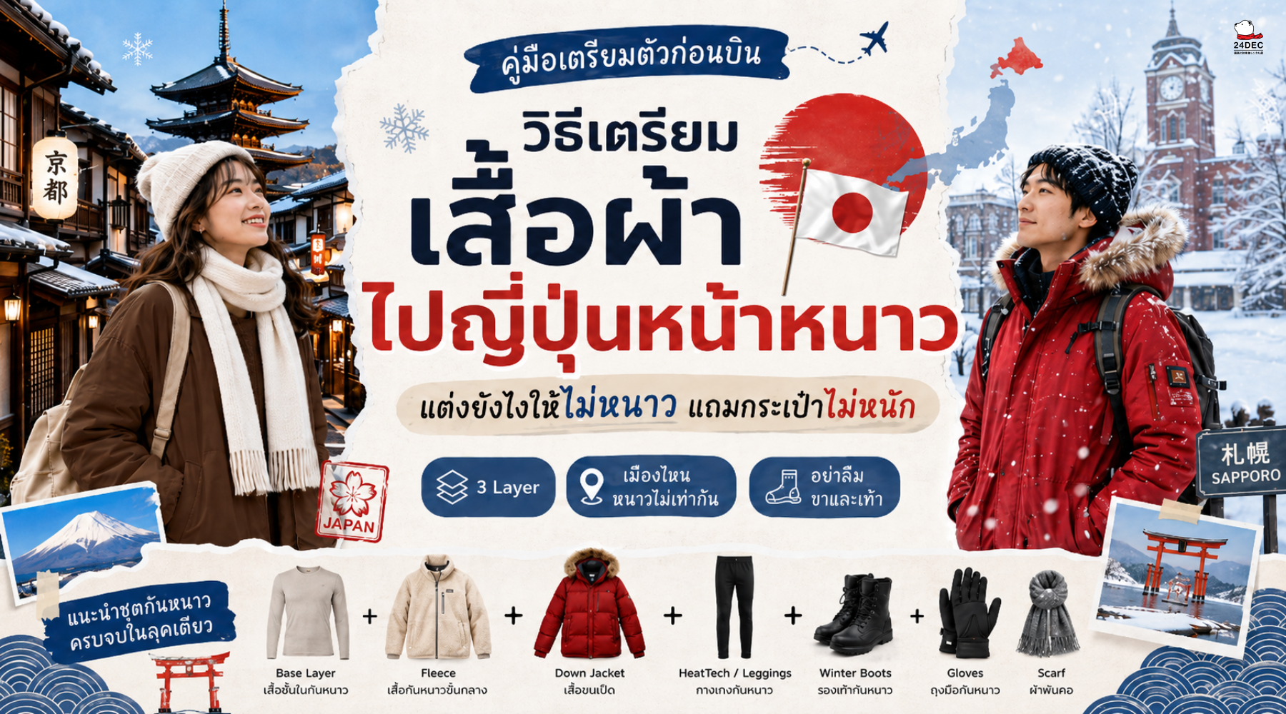 วิธีเตรียมเสื้อผ้าไปญี่ปุ่นหน้าหนาว ฉบับครบจบในหน้าเดียว