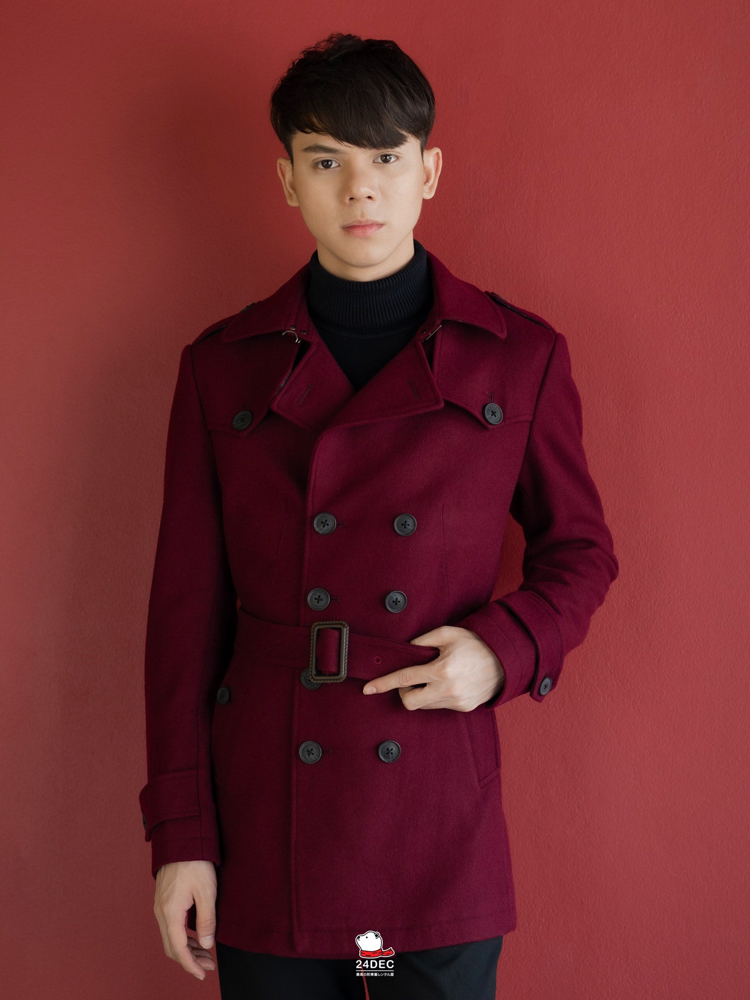 เช่าเสื้อโค้ท ชาย รุ่น OPERA สี แดงเรดไวน์