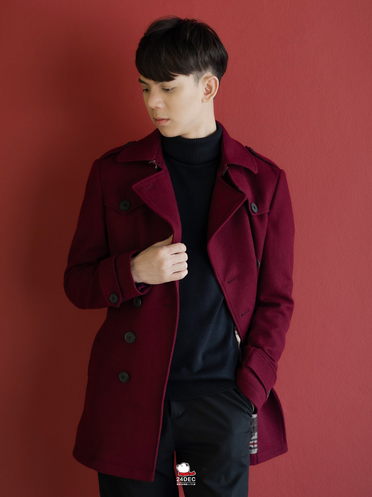 เช่าเสื้อโค้ท ชาย รุ่น OPERA สี แดงเรดไวน์