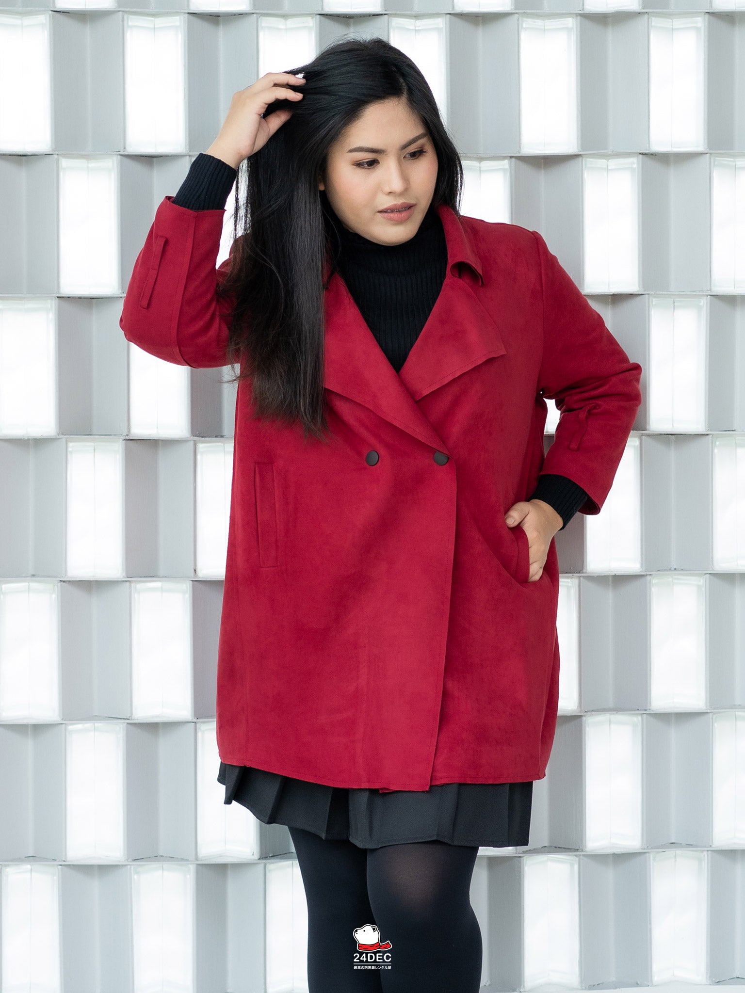 เช่าเสื้อเทรนช์โค้ท หญิง รุ่น SECRET สี แดงเรดไวน์