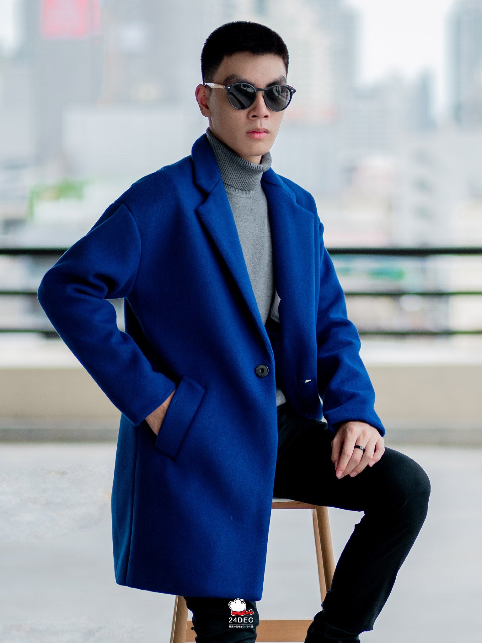 เช่าเสื้อโค้ท ชาย รุ่น ZINC สี น้ำเงิน