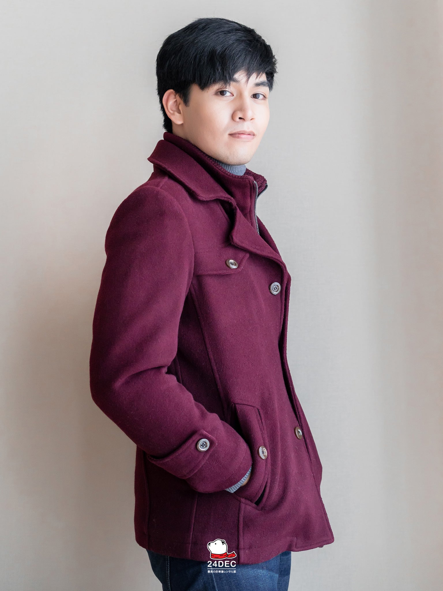 เช่าเสื้อโค้ท ชาย รุ่น AMSTERDAM สี แดงเรดไวน์