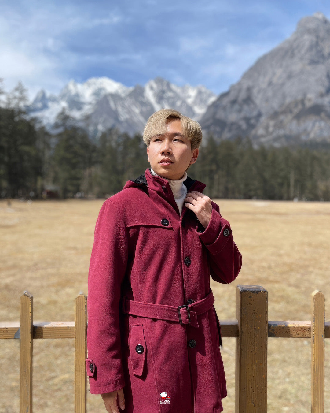 เช่าเสื้อโค้ท ชาย รุ่น COLUMBIA สี แดงเรดไวน์