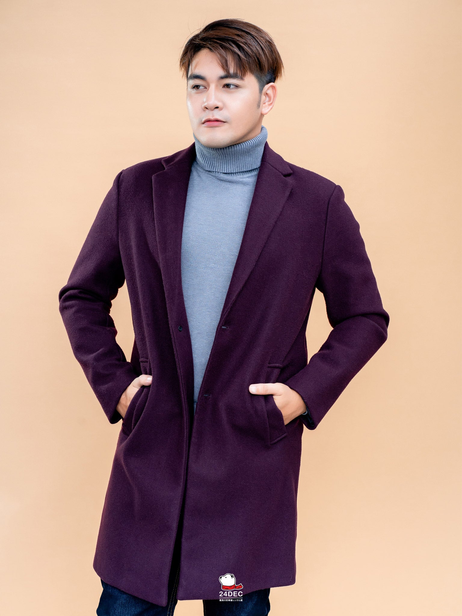เช่าเสื้อโค้ท ชาย รุ่น COZY สี แดงเรดไวน์