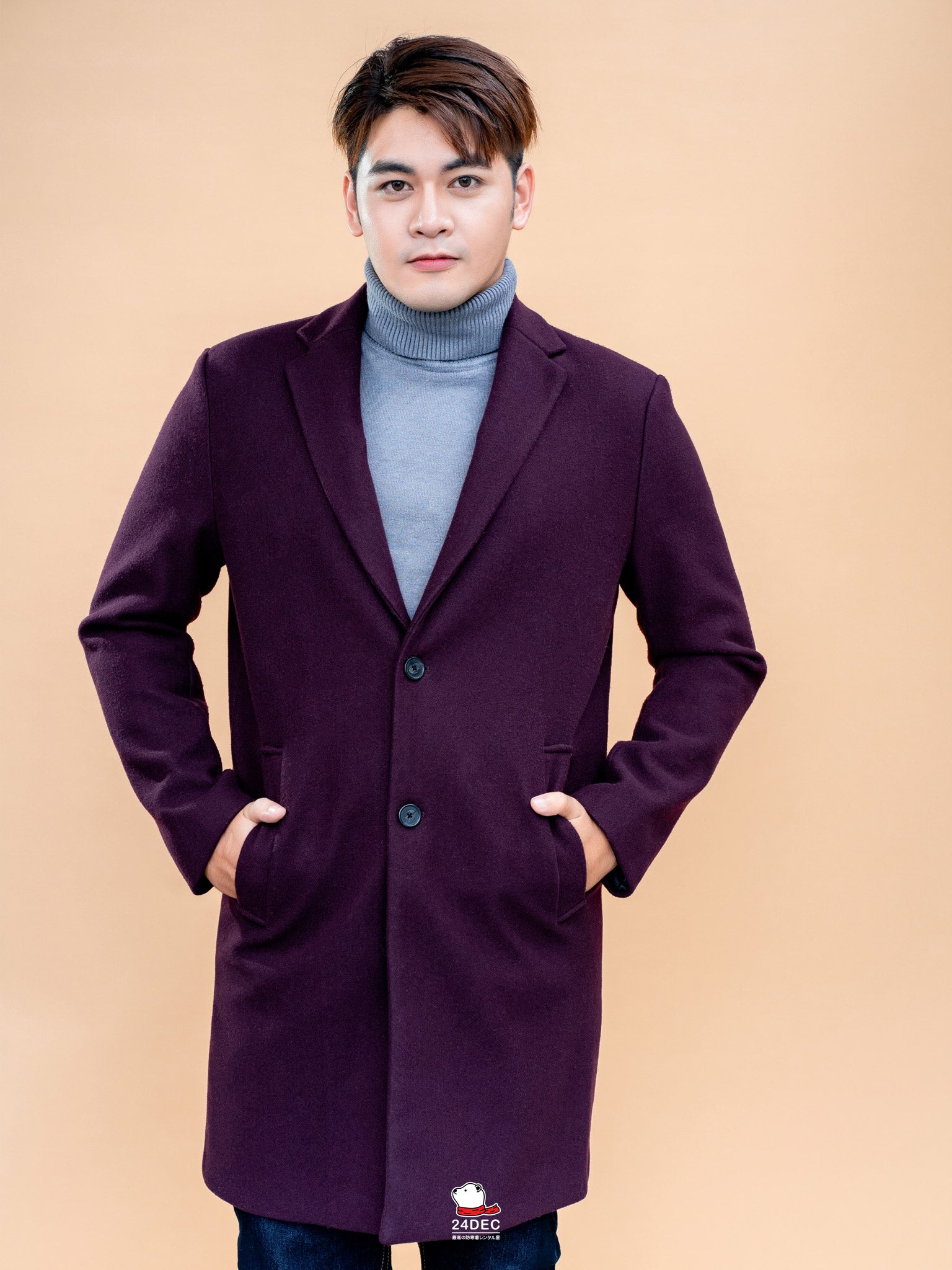 เช่าเสื้อโค้ท ชาย รุ่น COZY สี แดงเรดไวน์