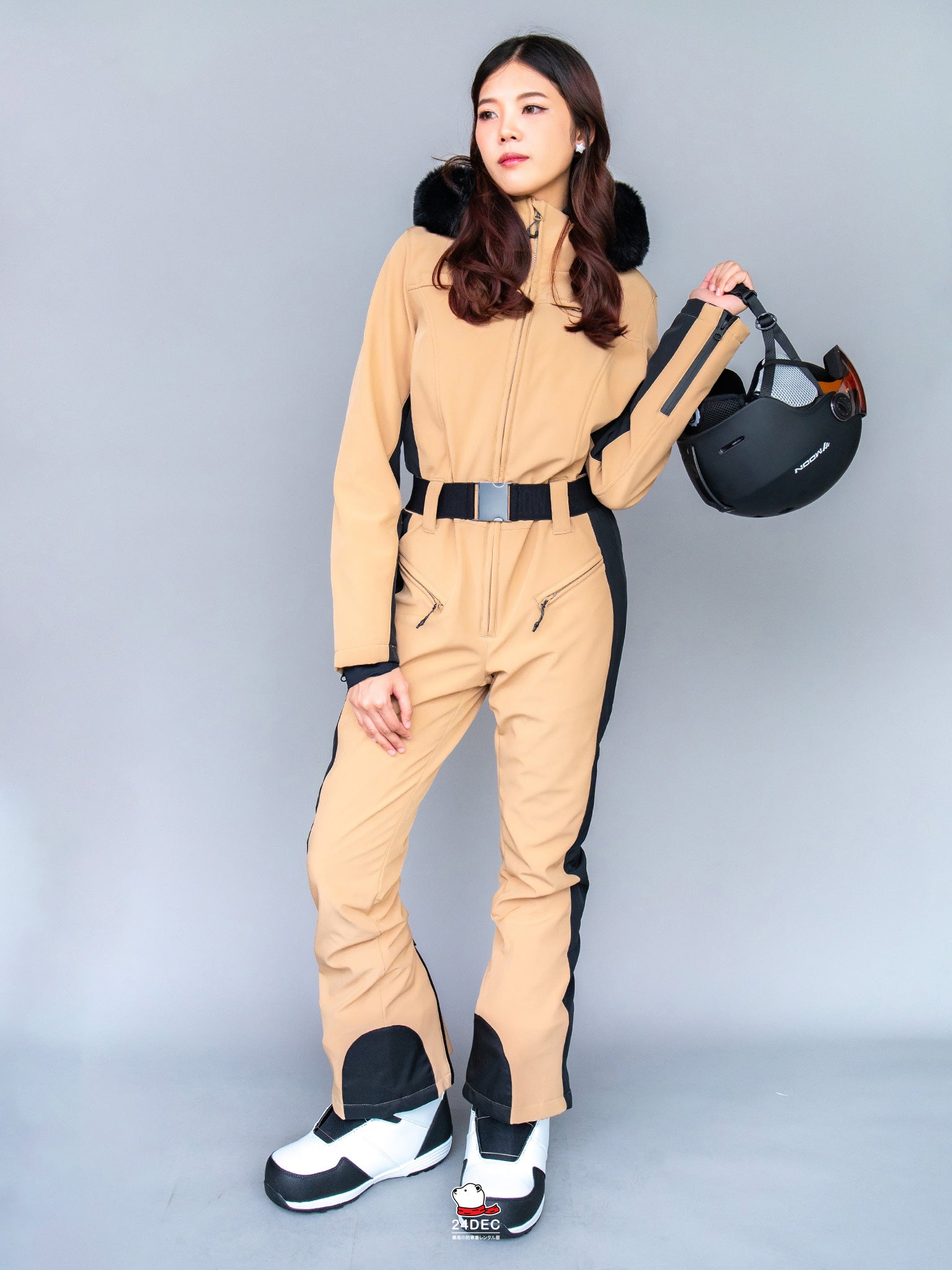 เช่าชุดสกี (เสื้อ+กางเกง) หญิง รุ่น DOWNHILL สี น้ำตาล
