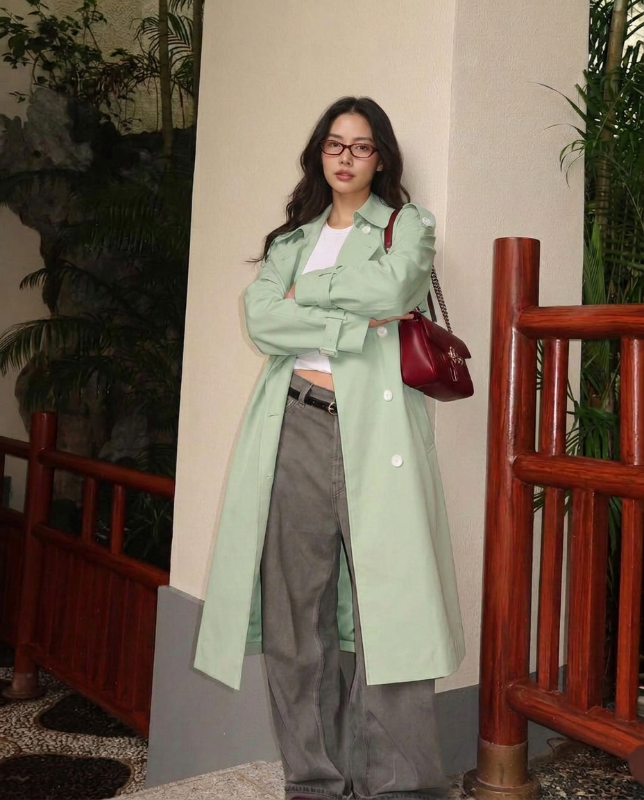 เช่าเสื้อเทรนช์โค้ท หญิง รุ่น JUTA สี เขียว