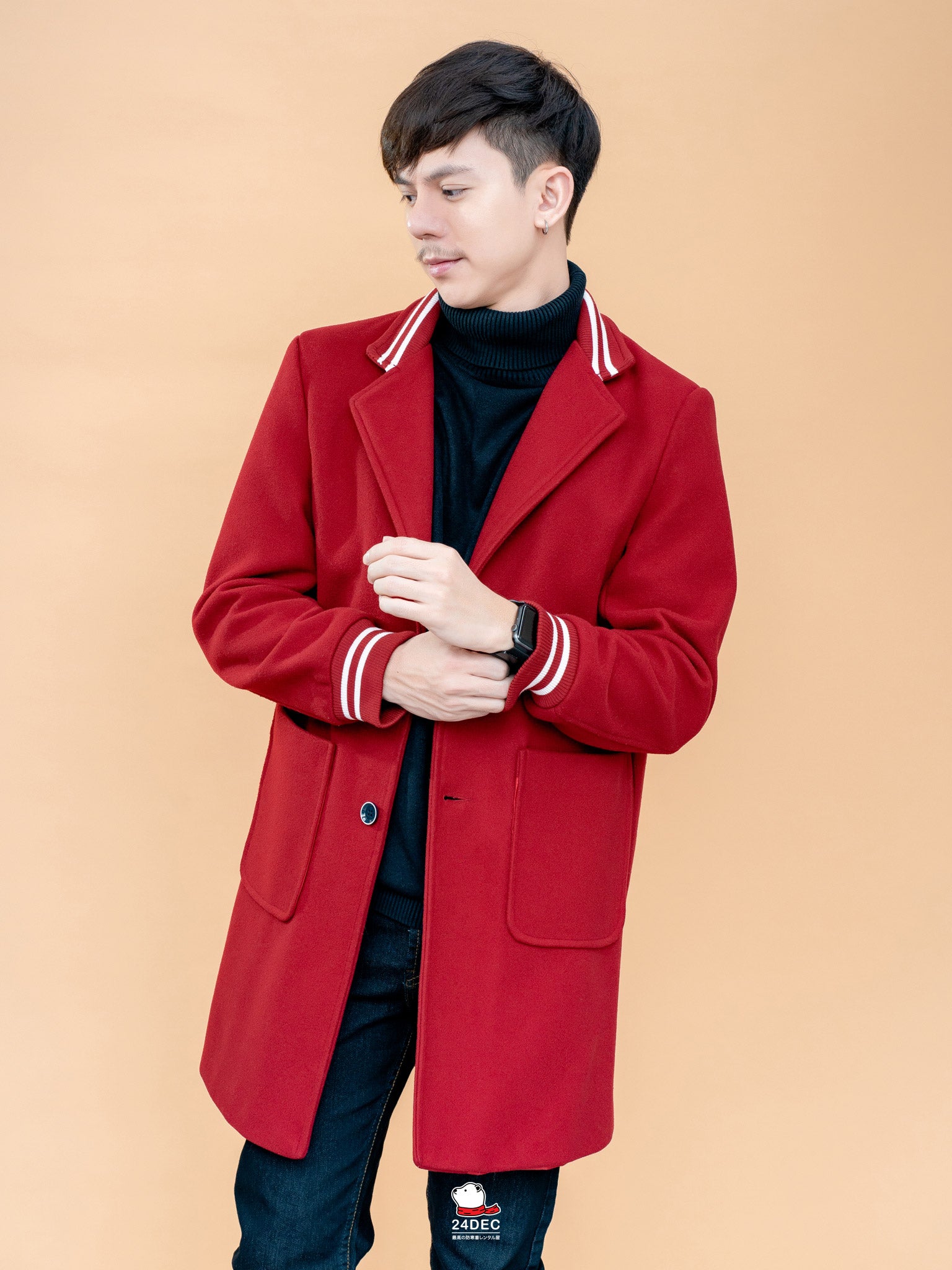 เช่าเสื้อโค้ท ชาย รุ่น KENSHI สี แดงเรดไวน์