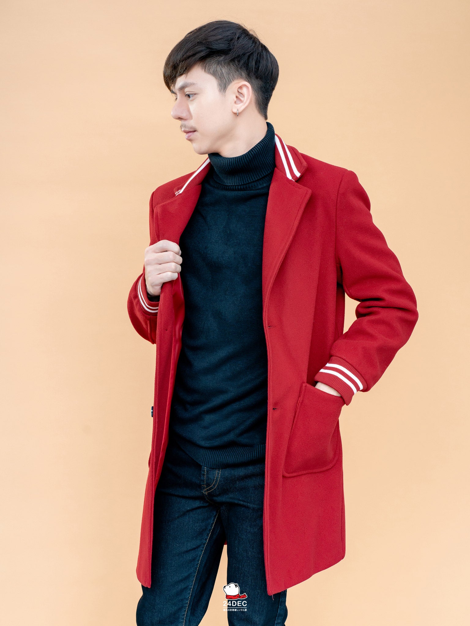 เช่าเสื้อโค้ท ชาย รุ่น KENSHI สี แดงเรดไวน์