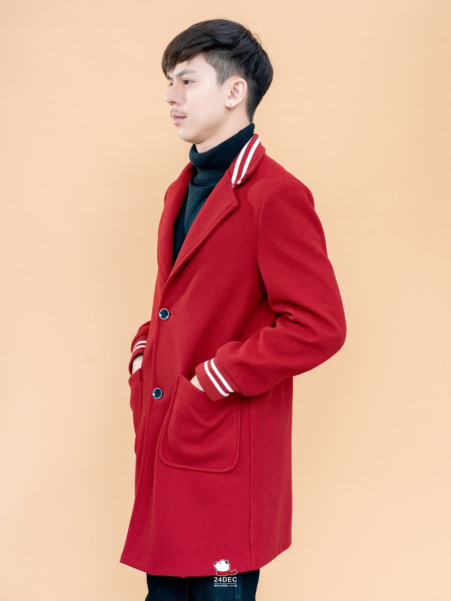 เช่าเสื้อโค้ท ชาย รุ่น KENSHI สี แดงเรดไวน์