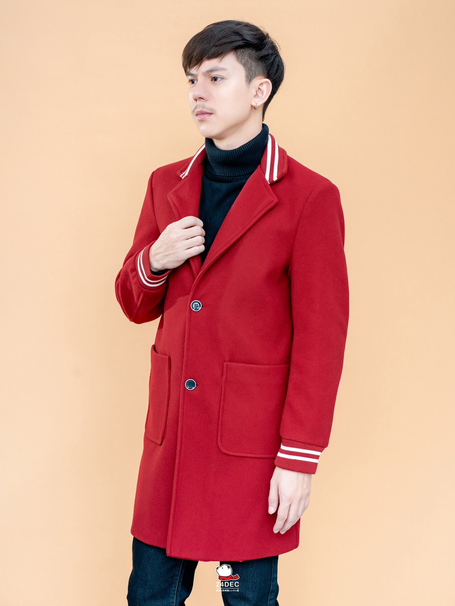 เช่าเสื้อโค้ท ชาย รุ่น KENSHI สี แดงเรดไวน์