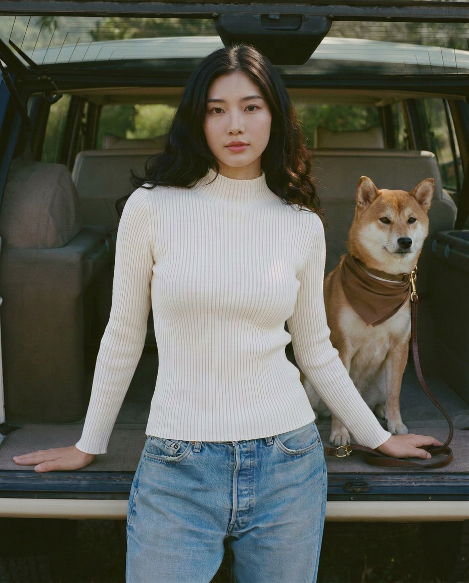 เช่าเสื้อคอเต่า หญิง รุ่น LYRICS สี ครีม