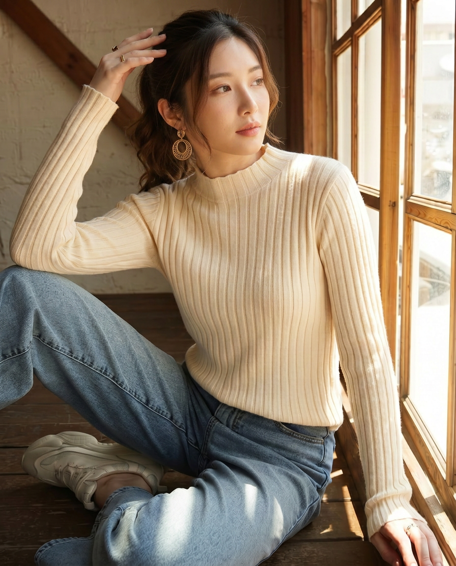 เช่าเสื้อคอเต่า หญิง รุ่น NARA สี ขาว
