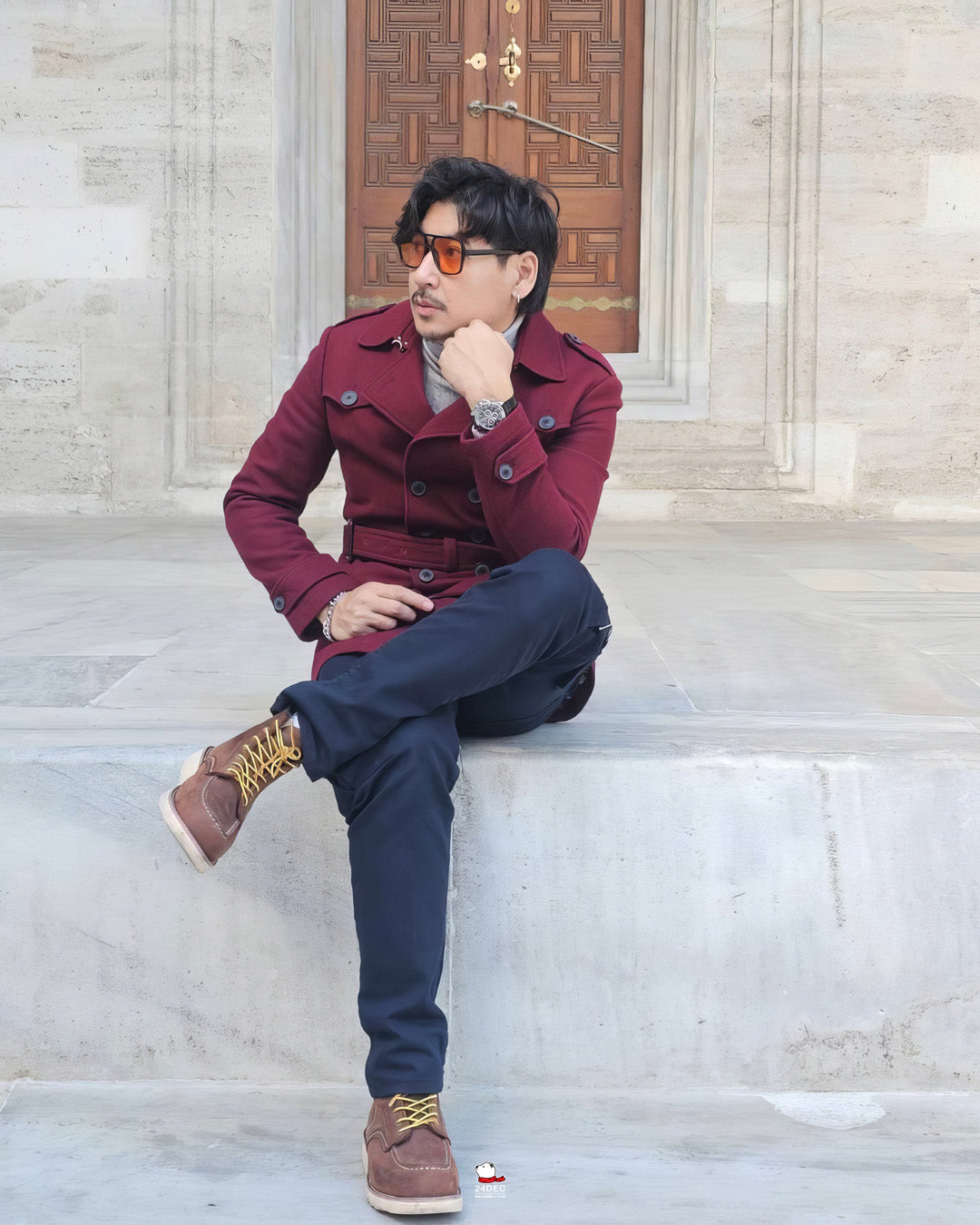 เช่าเสื้อโค้ท ชาย รุ่น OPERA สี แดงเรดไวน์