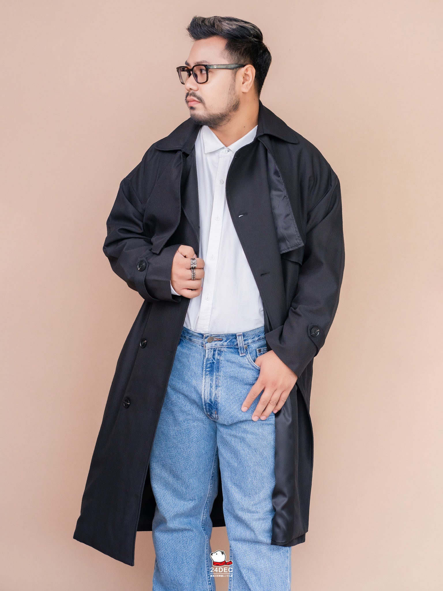 เช่าเสื้อเทรนช์โค้ท ชาย รุ่น VESSEL สี ดำ