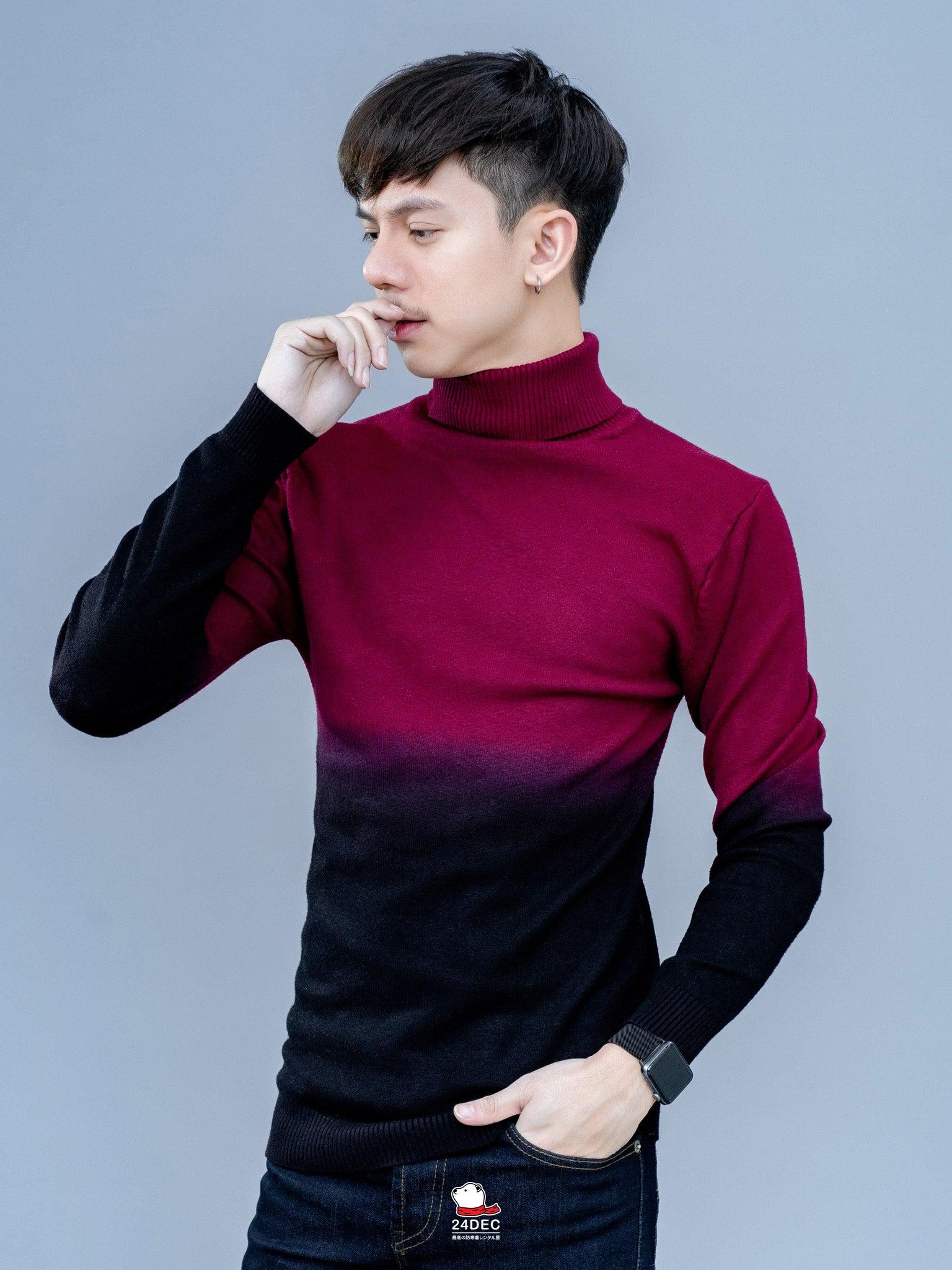 เช่าเสื้อคอเต่า ชาย รุ่น GRADIENT สี แดงเรดไวน์